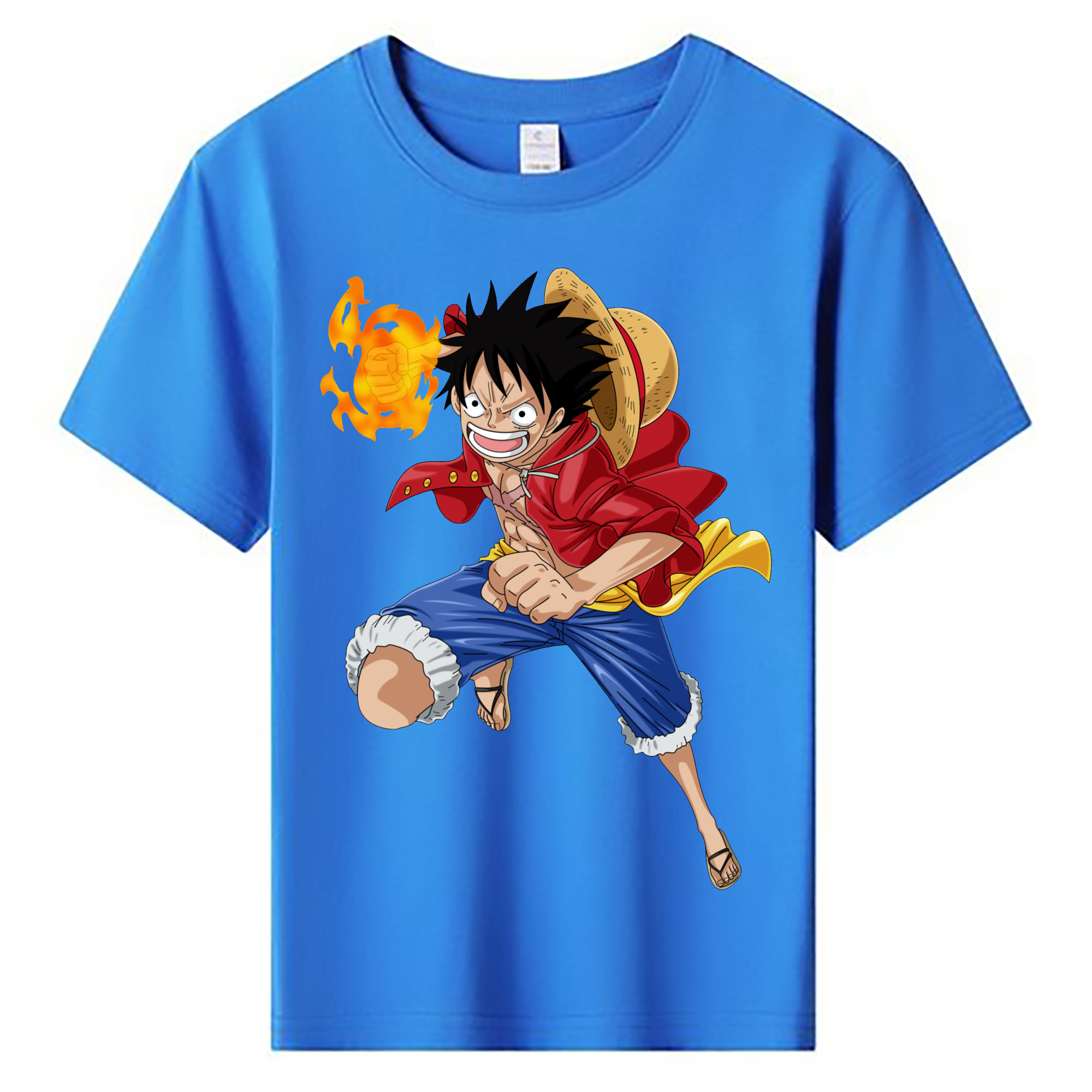 ワンピース モンキー・D・ルフィ ONE PIECE Monkey D. Luffy 綿100％キッズTシャツ（フロントプリント）